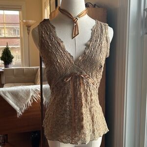 Ann Ferriday Lace Ribbon Stretch Corset Top Y2K Fairy